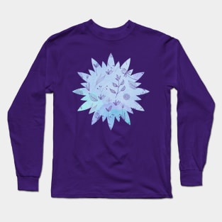 Patrón de tela azul de flores Long Sleeve T-Shirt